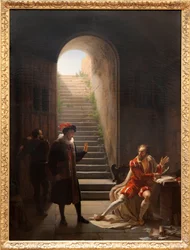 Bägaren i fängelset besökt av Montaigne, ca 1822 (olja på duk)