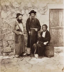 Porträtt av tre judiska män i Jerusalem