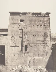 Ön Fileh Philæ, andra pylonen - östra delen sett från Pla..., 1851-52, tryckt 1853-54.