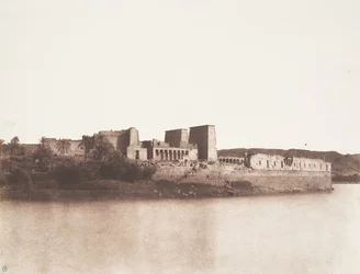 Ön Fileh Philæ, allmän bild tagen från nordväst vid punkt A, 1851-52.