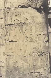 Karnak Thebe, Palace - Hypostyle Hall - Central Colonnade - Dekor..., 1851-52, tryckt 1853-54.