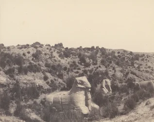 Karnak Thebe, sfinx med människohuvud och ramshuvud, i Y, 1851-52, tryckt 1853-54.