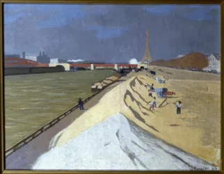 En hög med vit sand (Seine-stranden)