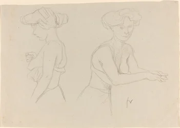 Två studier av en kvinna som klär sig, 1890-talet.