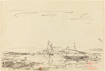En vik med en segelbåt