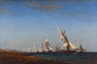 Fiskare återvänder till Martigues, andra hälften av 1800-talet (olja på duk)