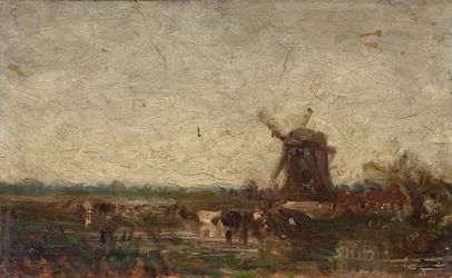 Holland, kvarnen, ca 1853 (olja på papper på duk)