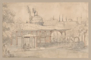 Paviljong nära en moské, 1800-tal.