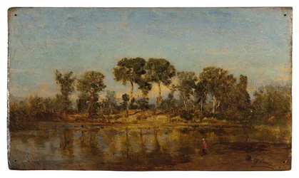 Rhône mellan Arles och Avignon, mellan 1860 och 1865 (olja på trä)