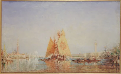 Venedig, Trabaccolo med gult segel, mellan 1870 och 1890 (olja på duk)