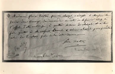Autograferat brev från Flora Tristan (1803-44) till den franske justitieministern med begäran om skilsmässa, 4 februari 1839