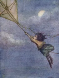 Draken som Peter knöt Wendy till (färglitografi)