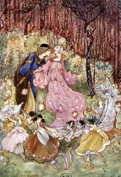 Par och tomtar - i "My Fairyland"" av Fiona Malcom, sjuk Florence Anderson