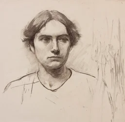 Chef för en konstskola modell, ca 1900 (kol på papper)