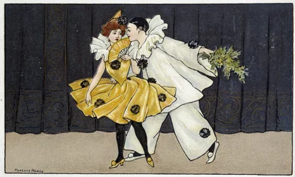 Pierrot och Colombine - dess. av Florence Hardy, deb. 1900-talet