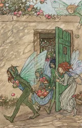 En illustration till Elfin Song (blyerts, brunt bläck och akvarell)