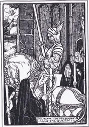 Han gav dem uppgifter om drottningen (Guinevere) (litografi)