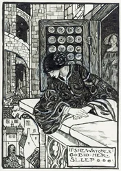 Illustration till "Poems of Christina Rossetti" (blyerts  bläck på papper)