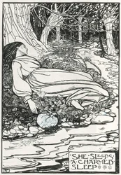 Illustration till "Poems of Christina Rossetti" (blyerts  bläck på papper)