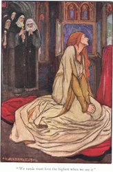 "Vi måste ha det högsta när vi ser det" (Guinevere) (färglitografi)