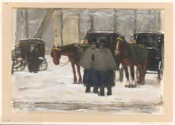 Vagnar och kuskar i snön