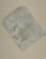 Huvudet av en kvinna i profil vänd åt vänster, 1490-1500.