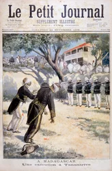 Avrättning genom skjutningsgrupp i Tananarive, Antananarivo, Madagaskar, 1896