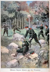 Rysk officer sårad av preussarna, ryska gränsen, 1898