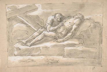 Den döde Kristus sörjde av Magdalen som vördar sitt sidosår., 1787-1863.
