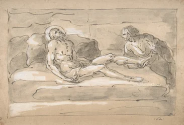 Den döde Kristus sörjde av Magdalen som vördar såren på sina fötter, 1787-1863.