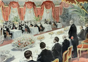 Middag för Felix Faure med representanter för näringslivet 1897 (Gravyr)