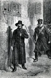 Javert jagar Valjean, illustration ur «Les Misérables» av Victor Hugo, utgiven av J. Hetzel, 1865