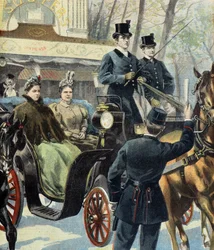Den nederländska regenten Emma de Waldeck Pyrmont och den blivande drottningen Wilhelmine, Paris