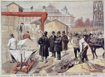 Prinsen av Wales (Edward VII) besöker byggarbetsplatserna för den framtida världsutställningen - i "The Petity Journal"