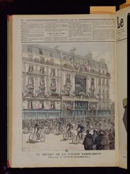 Starten av cykelloppet Paris-Brest framför "Le Petit Journal", illustration från tidningen med samma namn, 15 september 1891.