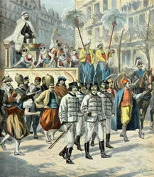 parad genom paris gator av mi - careme-kortegen 1897 (Gravyr)