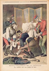 Karikatyr av Trippelalliansen mellan Tyskland, Österrike och Italien, från «Le Petit Journal», juni 1896