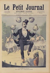 Georges Clemenceau (1841-1929) jonglerar med påsar med engelska pengar, från 