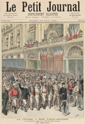 Starten av vägloppet från Paris till Belfort, från "Le Petit Journal", 18 juni 1892.