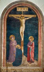 Le Calvaire avec saint Dominique - Korsfästelse med Sankt Dominikus Fresko ...