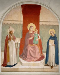 Madonna och barnet med två helgon ... (muralmålning)