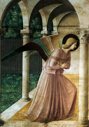 Bebådelse av Giovanni da Fiesole känd som Fra Angelico (cirka 1400-1455), detalj