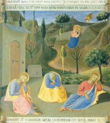Infälld föreställande ber i trädgården, panel från Armadio degli Argenti (silverkista) med Jesu liv