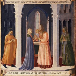Kristi liv: presentationen av Jesus vid templet, Armadio degli Argenti. (Tempera på trä