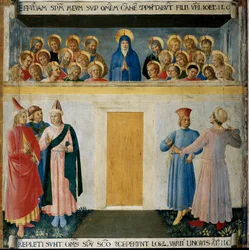 Pingst. Life of Christ, Garderob av silver. (Tempera på trä