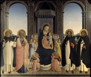 Polyptyk av Saint Dominic - Saint Thomas Aquinos och Saint Barnabe, Saint Dominic and Saint Peter Martyr