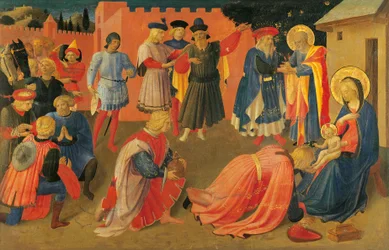 The Adoration of the Magi, Detalj från centralpanelen av predella, Tabernacle of the Linen Drapers