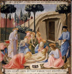 Depositionen. Life of Christ, Garderob av silver. (Tempera på trä