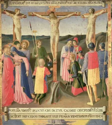 Kristus på korset mellan de två tjuvarna, detalj från panel fyra av Silver Treasury of Santissima Annunziata, c.1450-53 (tempera på panel)
