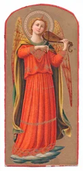 Färglitografi efter Fra Angelico: ängel som spelar violin, cirka 1910